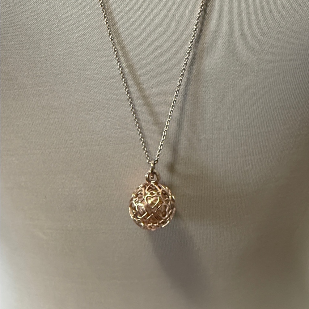 Retired Pandora Rose Gold Harmonious Hearts Chimes Necklace
